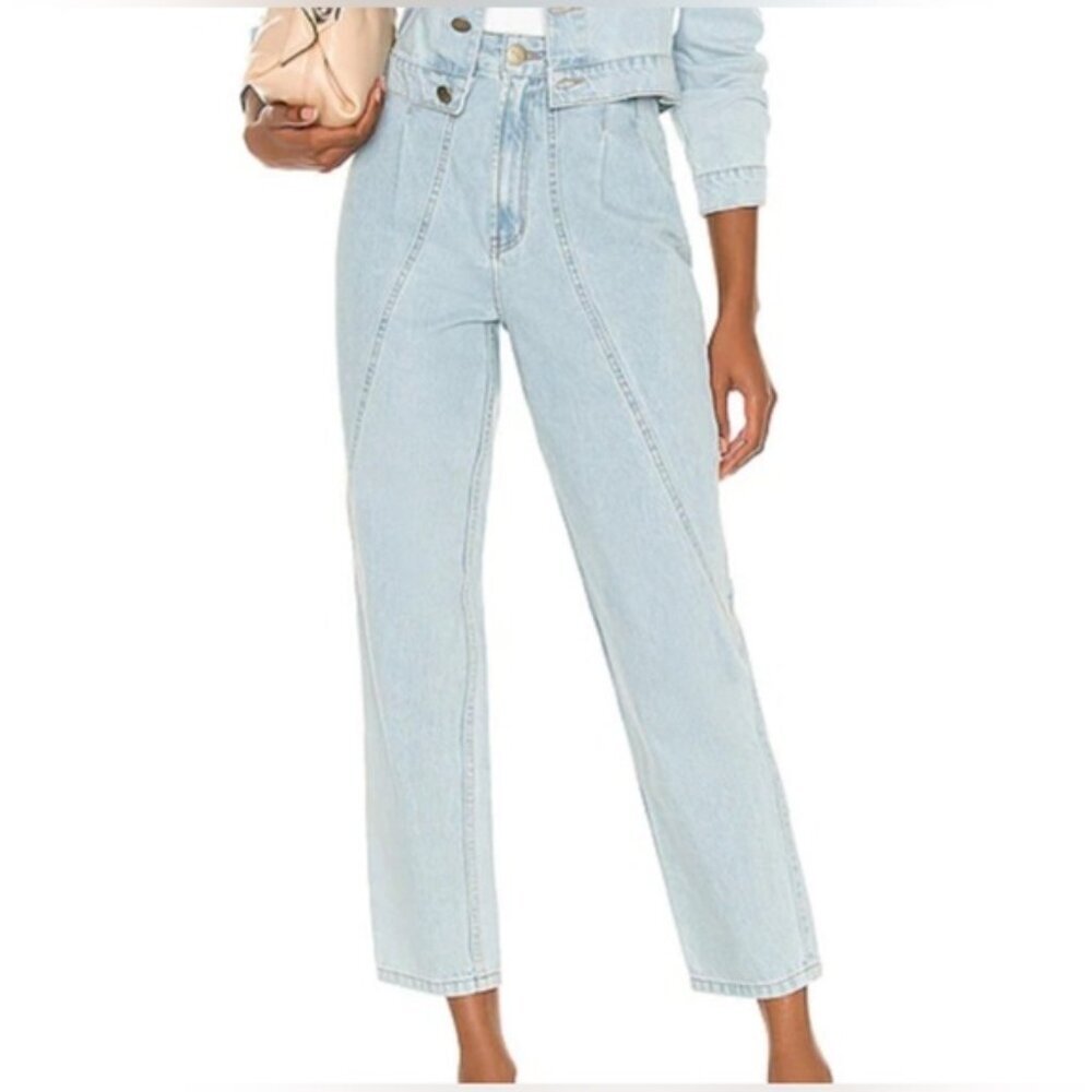NWT IORANE Brazil Made 🇧🇷 Straight‎ Crop Blue Trouser 100% COTTON E739 Sz 38/S